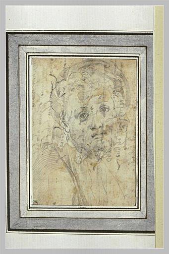 Tête d'homme, de face, regardant le spectateur : autoportrait