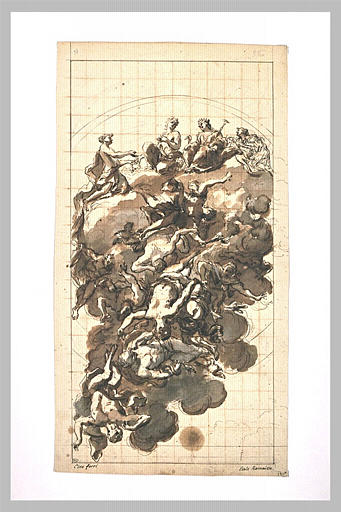 Femmes précipitées dans les enfers devant Junon sur des nuages