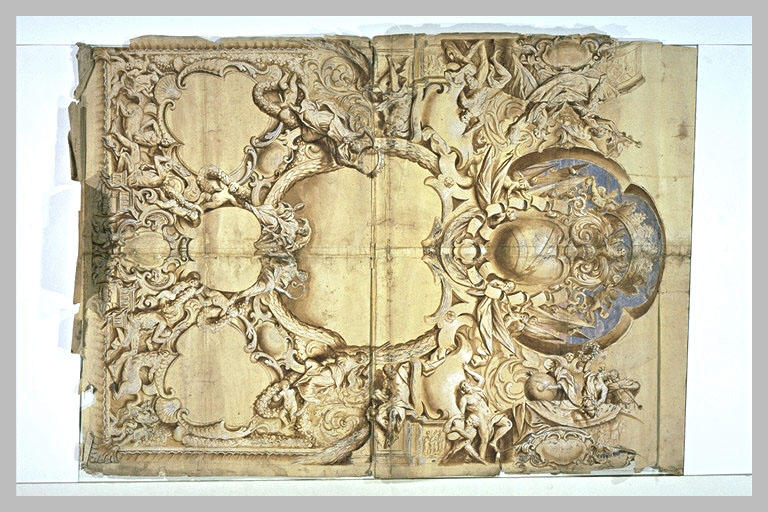 Etude d'ornement pour un plafond avec un blason