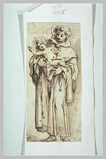 Saint François ou saint Antoine debout, tenant l'Enfant Jésus dans ses bras