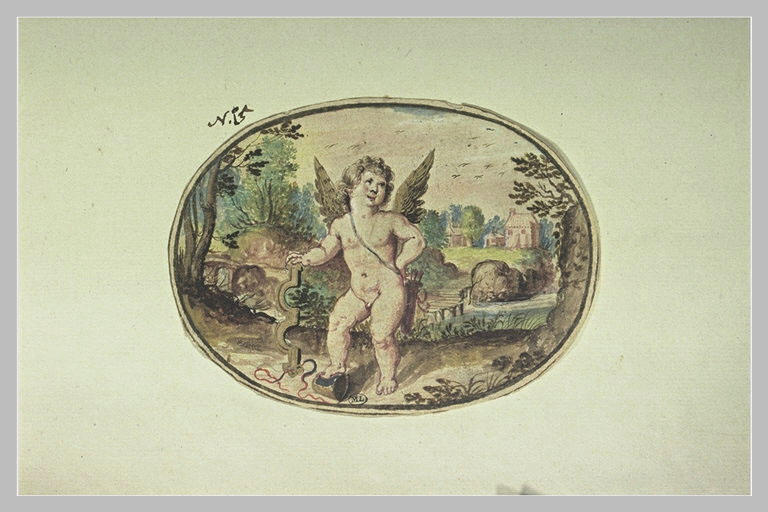 L'Amour joue du pied droit avec un verre