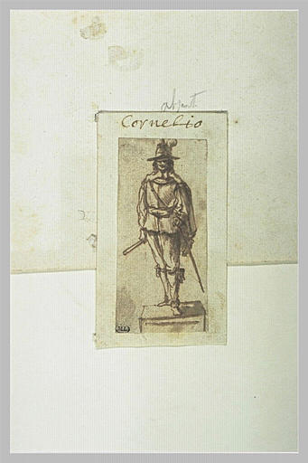 Officier, vu de face, monté sur une sorte de socle