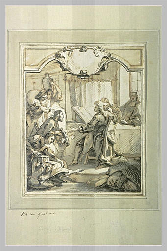 Des paysans versant leur impôt en nature, au cabinet d'un receveur