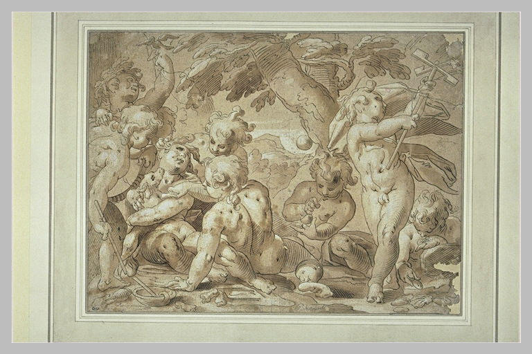 Neuf petits amours jouant