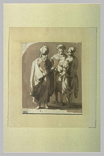 Groupe de trois orientaux conversant