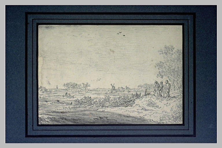 Paysage étendu avec quatre figures
