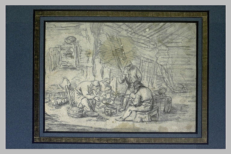Famille de paysans, dans une chaumière