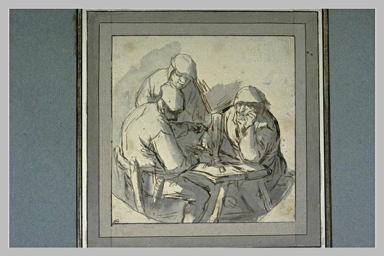 Trois paysans attablés