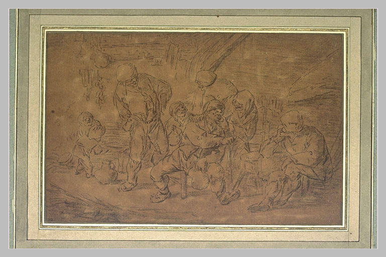 Une famille de paysans dans leur intérieur