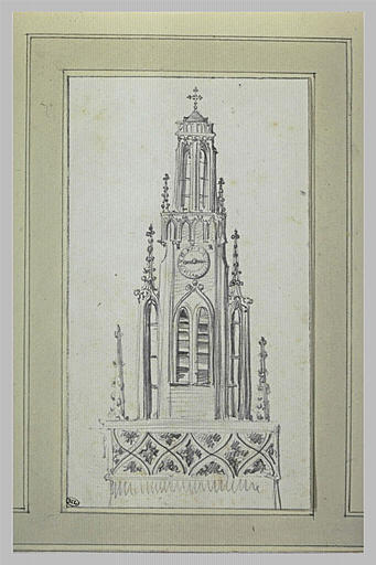 Détail du sommet d'un clocher gothique