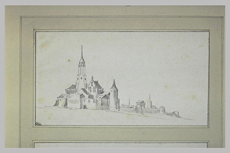 Petite ville entourée d'un mur d'enceinte