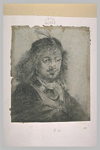 Portrait d'homme à toque ornée d'une plume