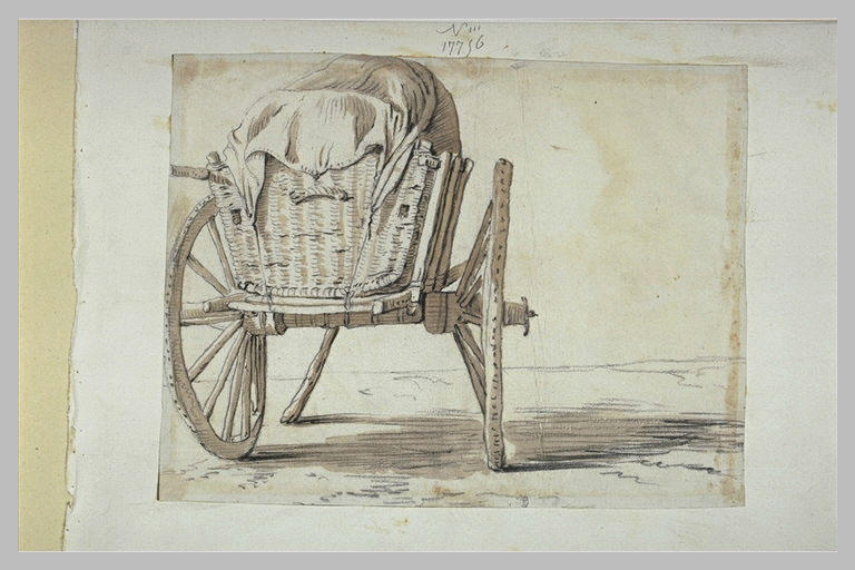 Charrette en osier, vue par derrière