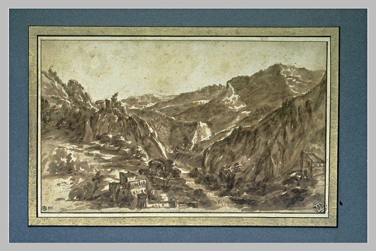 Paysage de montagnes avec une villa