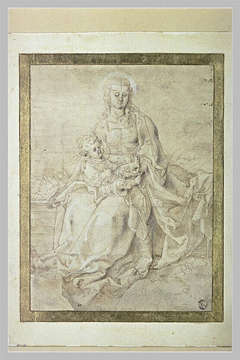 La Vierge assise avec l'Enfant Jésus sur les genoux