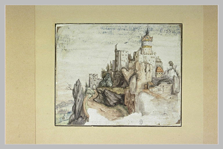 Vue d'une place-forte sur un éperon rocheux