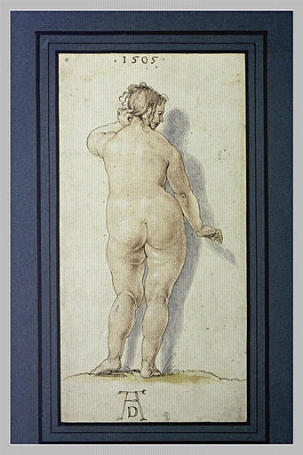 Une grosse femme nue, de dos