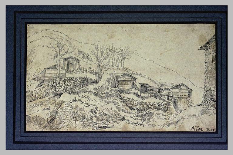 Cabanes de bois dans un paysage montagneux