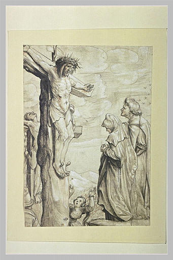 Saint Jean soutenant la Sainte Vierge devant le Christ en croix