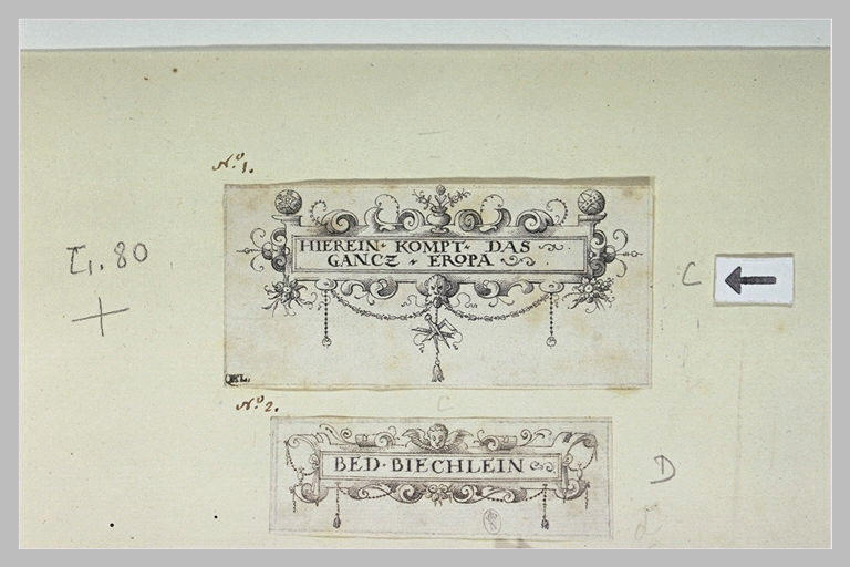 Cartouche où il est écrit : HIEREIN. KOMPT. DAS. GANCZ. EROPA.