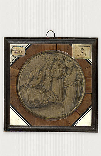 Vitrail : Régulus supplicié, roulé dans un tonneau