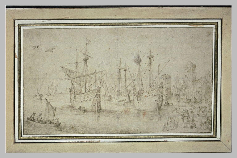 Vue d'un port de mer avec des vaisseaux