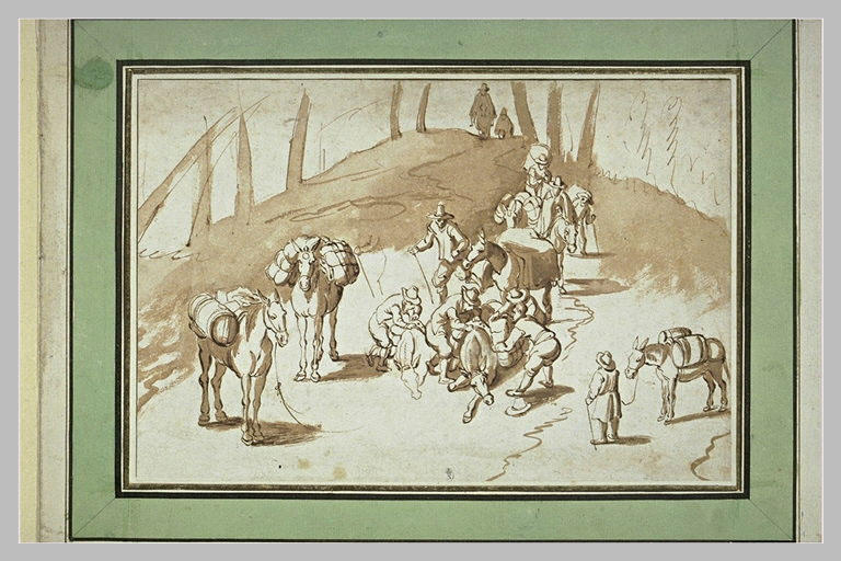 Mulets chargés en convoi