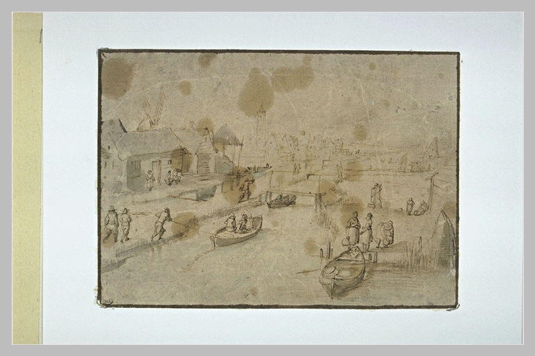 Canal traversant un village animé de petites figures