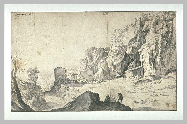 Paysage rocheux avec un hameau