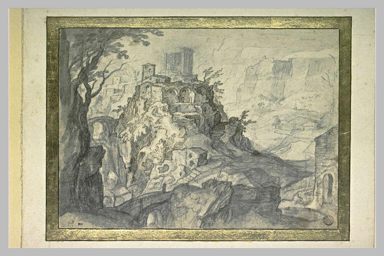 Esquisse de la vue du Temple de la Sibylle à Tivoli