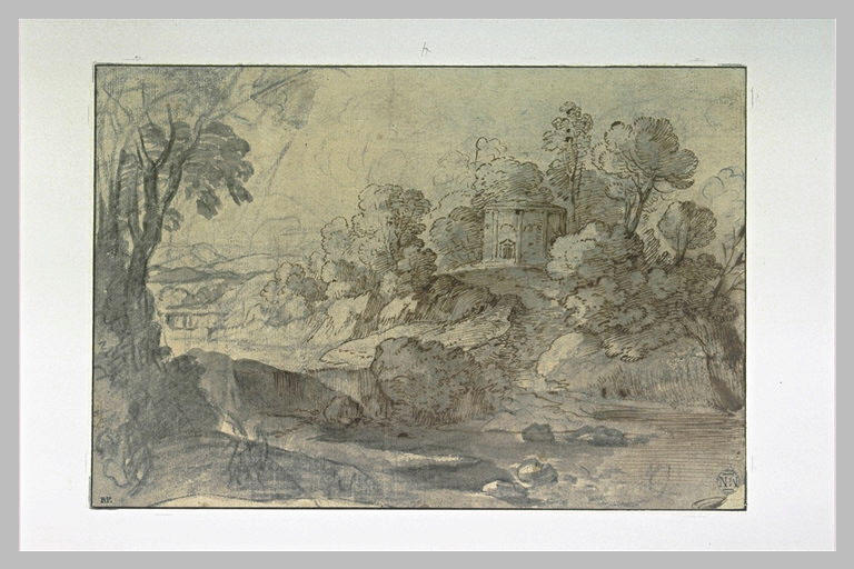 Paysage avec un temple rond