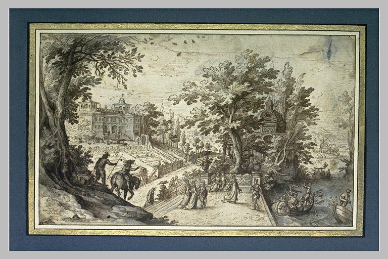 Le Mois de Mai : palais et parc avec une terrasse donnant sur une rivière