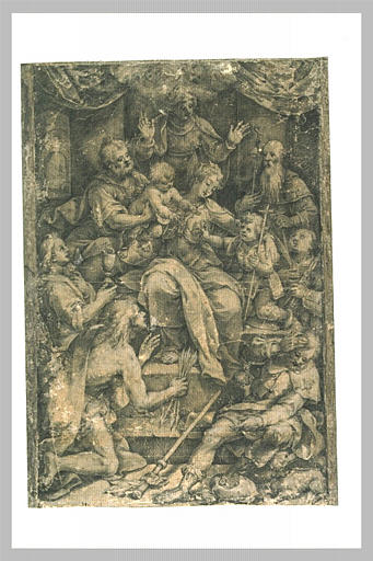 La Sainte Famille entourée de saints