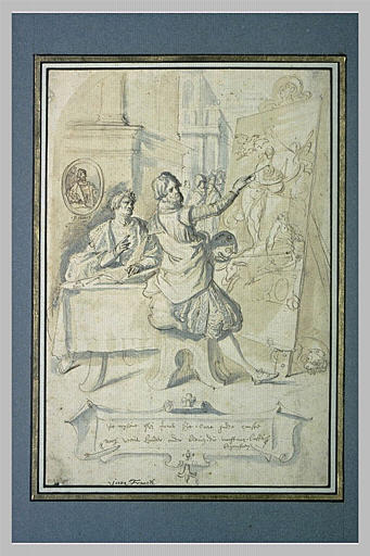 Le peintre à son chevalet et un poète à sa table