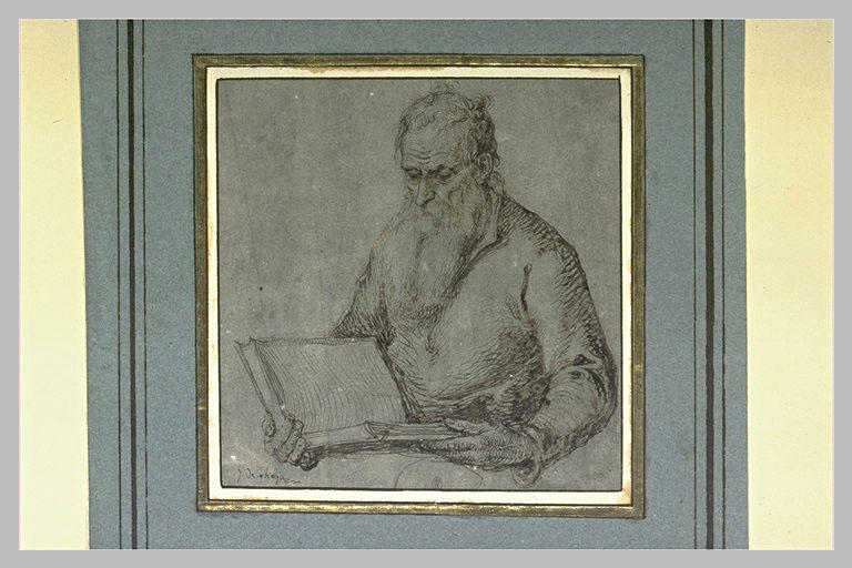 Etude d'un vieillard à longue barbe, lisant un livre