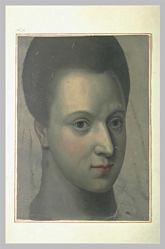 Portrait de jeune femme, les cheveux relevés