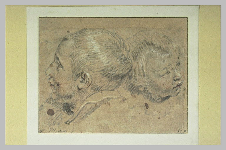Etude de deux têtes d'enfants