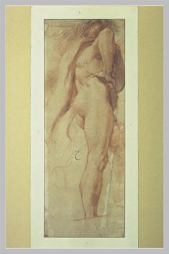 Etude d'homme nu, main droite sur la hanche, de dos, vu de dessous