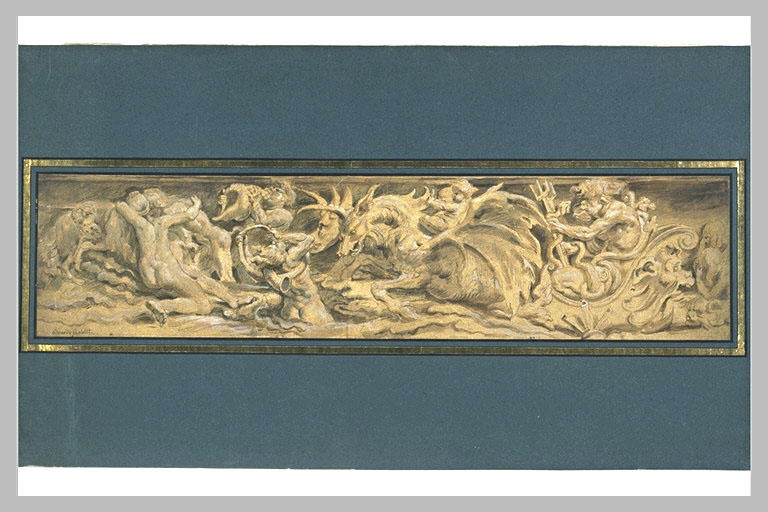 Neptune sur son char, entouré de néréïdes et de tritons