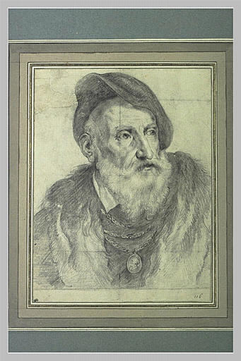 Portrait de Tiziano Vecellio, en buste de trois quarts à droite