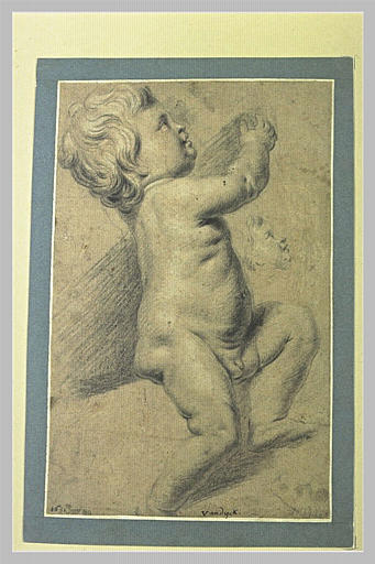 Etude d'un enfant nu, assis, et tête de la même figure