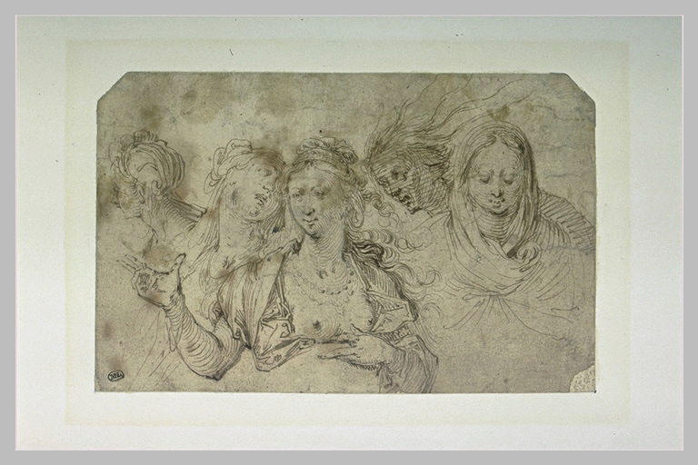 Feuille d'études de cinq têtes de femmes