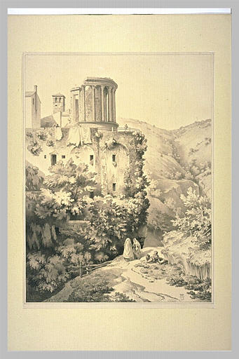 Vue du temple de la Sibylle à Tivoli