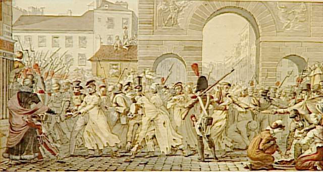 Prisonniers russes défilant sur le boulevard Saint-Martin en 1814 ; Les Prisonniers russes défilant sur le boulevard Saint-Martin à Paris, après la bataille de Montmirail, 17 février 1814 (autre titre)