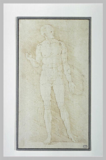 Homme nu, debout, de profil à droite, étude pour les Proportions du corps