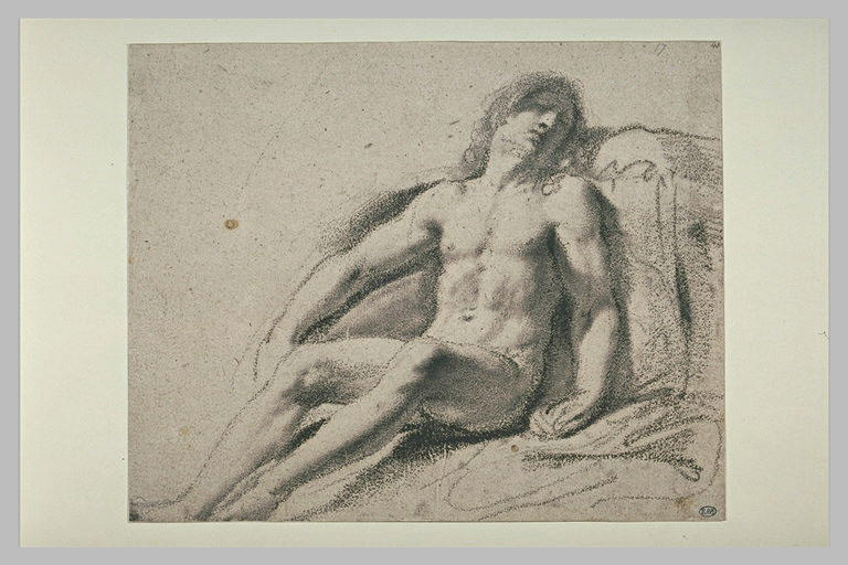 Homme nu, adossé contre un tombeau : étude pour un Christ mort (?)