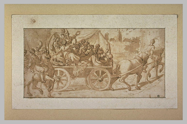 Groupe de musiciennes sur un chariot