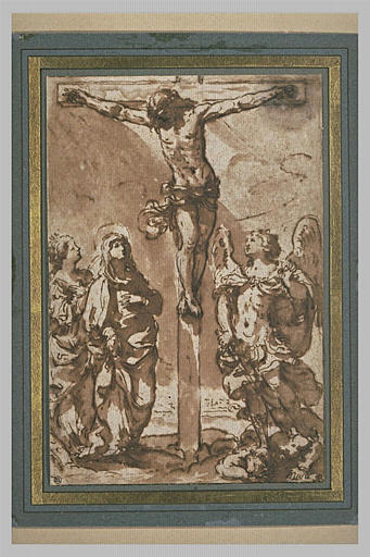 Christ en Croix, avec saint Michel, la Vierge et une sainte femme
