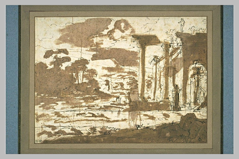 Paysage avec des ruines antiques
