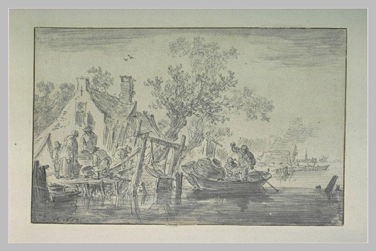 Bords d'un canal avec un débarcadère conduisant à une masure